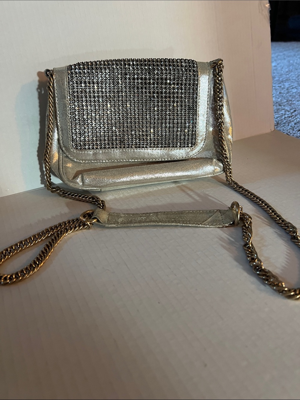 Deux Lux Gold Rhinestone Accent Crossbody Bag